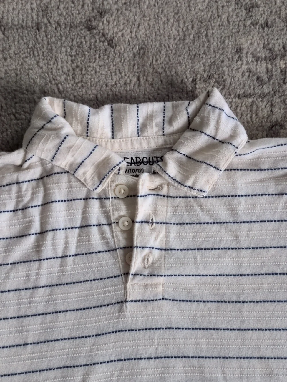 Kids Striped Cream & Blue Polo Shirt